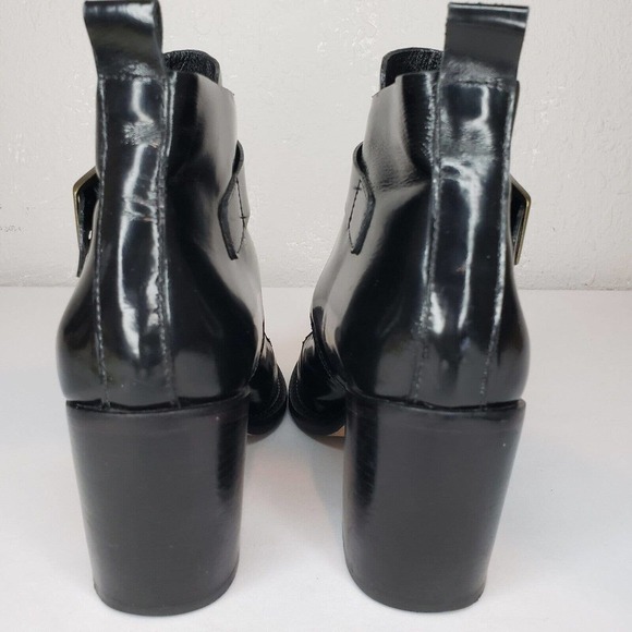 Arrichi Anthropologie Booties Black Patent Leather Heel Boots Womens Size 7 B - Picture 6 of 15